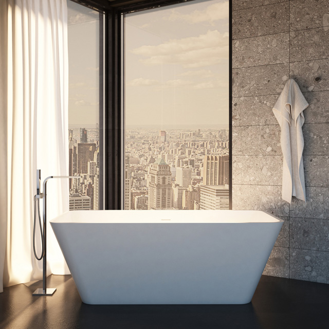 67 Zoll rechteckige freistehende Badewanne mit fester Oberfläche