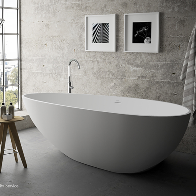 Konkrete graue Badezimmer Ei feste Oberfläche freistehende Badewanne